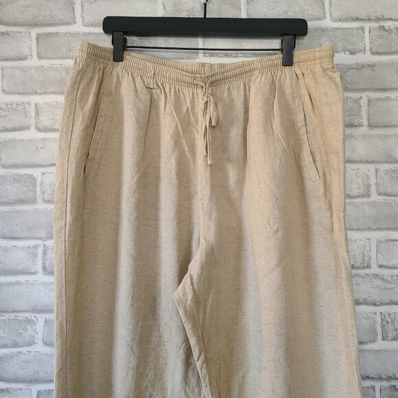 Napa Valley Linen Blend Natural Lounge Pants Drawstring 18W - Picture 7 of 8